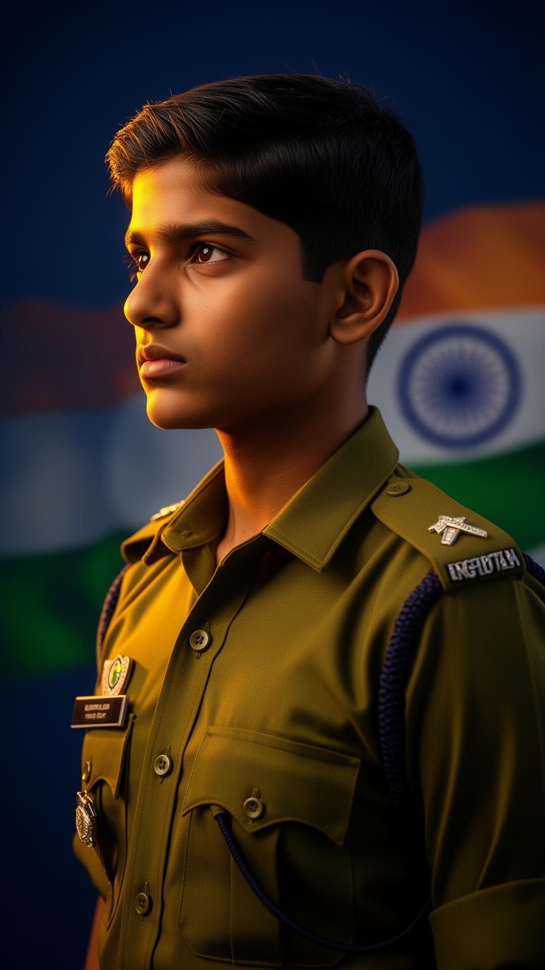Indian cadet representing SCFE Academy's defence training